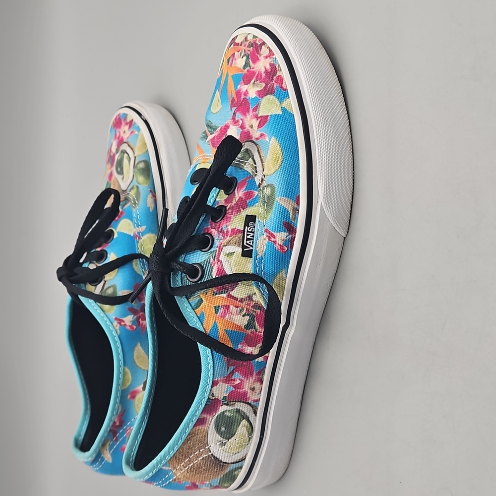 Vans Turquoise Floral Athletic Shoes with Black Laces - Picture 4 of 10